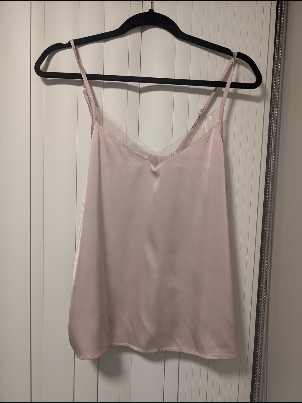 Silky Pink Sheer-Trim Camisole